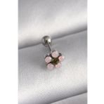316L Çelik Gümüş Renk Zirkon Taşlı Çiçek Tragus Piercing - Tj-Pr1277