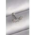 316l Çelik Gümüş Renk Zirkon Taşlı Çiçek Tragus Piercing