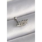316L Çelik Gümüş Renk Zirkon Taşlı Dal Tragus Piercing - Lisinya - 001-Renkli