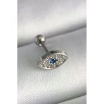 316L Çelik Gümüş Renk Zirkon Taşlı Göz Tragus Piercing 5886