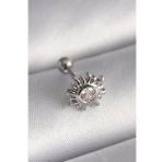 316L Çelik Gümüş Renk Zirkon Taşlı Güneş Tragus Piercing - Tj-Pr1279