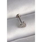 316L Çelik Gümüş Renk Zirkon Taşlı Kalp Model Tragus Piercing - Lisinya - 001-Renkli