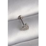 316l Çelik Gümüş Renk Zirkon Taşlı Kalp Model Tragus Piercing