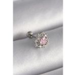 316L Çelik Gümüş Renk Zirkon Taşlı Kalp Tragus Piercing - Tj-Pr1231