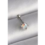 316L Çelik Gümüş Renk Zirkon Taşlı Kalp Tragus Piercing - Tj-Pr1243