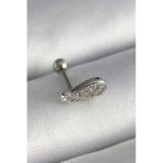 316L Çelik Gümüş Renk Zirkon Taşlı Kanat Tragus Piercing 5886