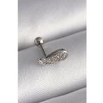 316L Çelik Gümüş Renk Zirkon Taşlı Kanat Tragus Piercing - Tj-Pr1269