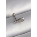 316l Çelik Gümüş Renk Zirkon Taşlı Kanat Tragus Piercing