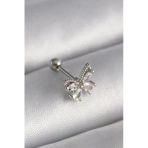 316L Çelik Gümüş Renk Zirkon Taşlı Kelebek Tragus Piercing 5886