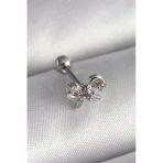 316L Çelik Gümüş Renk Zirkon Taşlı Kurdele Tragus Piercing 5886