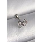 316L Çelik Gümüş Renk Zirkon Taşlı Kurdele Tragus Piercing - Tj-Pr1265
