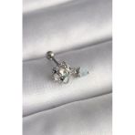 316L Çelik Gümüş Renk Zirkon Taşlı Sallantı Detay Tragus Piercing - Lisinya
