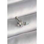 316L Çelik Gümüş Renk Zirkon Taşlı Sallantı Kalp Detay Tragus Piercing - Lisinya - 001-Renkli