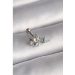 316L Çelik Gümüş Renk Zirkon Taşlı Sallantı Kalp Detay Tragus Piercing - Tj-Pr1361