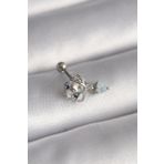 316L Çelik Gümüş Renk Zirkon Taşlı Sallantı Kalp Detay Tragus Piercing