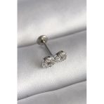 316L Çelik Gümüş Renk Zirkon Taşlı Sonsuzluk Model Tragus Piercing 5886