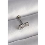 316L Çelik Gümüş Renk Zirkon Taşlı Sonsuzluk Model Tragus Piercing - TJ-PR1345