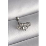 316l Çelik Gümüş Renk Zirkon Taşlı Toplu İğne Tragus Piercing