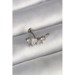 316L Çelik Gümüş Renk Zirkon Taşlı Tragus Piercing 5886