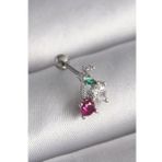 316L Çelik Gümüş Renk Zirkon Taşlı Tragus Piercing - Tj-Pr1227