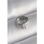 316L Çelik Gümüş Renk Zirkon Taşlı Tragus Piercing - Tj-Pr1307