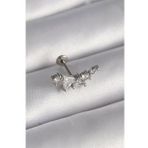 316L Çelik Gümüş Renk Zirkon Taşlı Tragus Piercing - Tj-Pr1337