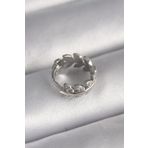 316L Çelik Gümüş Renk Zirkon Taşlı Yaprak Model Tragus Piercing - TJ-PR1303