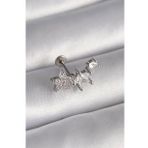 316L Çelik Gümüş Renk Zirkon Taşlı Yıldız Model Tragus Piercing - Tj-Pr1339