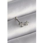 316L Çelik Gümüş Renk Zirkon Taşlı Yıldız Tragus Piercing - Tj-Pr1245