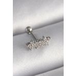 316l Çelik Gümüş Renk Zirkon Taşlı Yonca Tragus Piercing