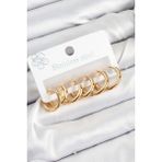 316L Çelik Halka Model Gold Renk 3'lü Set Kadın Küpe - Lisinya - 001-Renkli