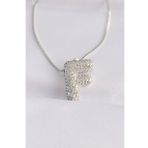 316L Çelik Özel Seri Zincirli Zirkon Taşlı F Harfli Silver Renk Bubble Kolye