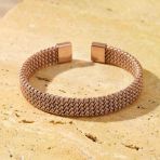 316L Çelik Rose Gold Halat Model Erkek Kelepçe Bileklik Eblk-412