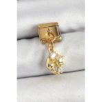 316L Çelik Sallantılı Zirkon Taşlı Deniz Kabuğu Ve Yıldız Model Gold Renk Nomination Charm 5886