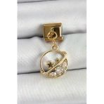 316L Çelik Sallantılı Zirkon Taşlı Satürn Model Gold Renk Charm