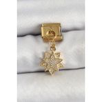 316L Çelik Sallantılı Zirkon Taşlı Yıldız Model Gold Renk Nomination Charm - TJ-BC1416