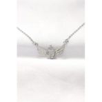 316L Çelik Silver Renk Zirkon Taşlı Kalpli Kanat Kolye (Timya/1395) 190306