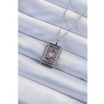 316L Çelik Zincir Eskitme Gümüş Renk Pembe Mineli Kalp Figürlü Tarot Kolye