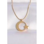 316L Çelik Zincir Gold Renk Ay Yıldız Unisex Kolye 5886