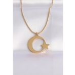 316L Çelik Zincir Gold Renk Ay Yıldız Unisex Kolye