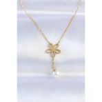 316L Çelik Zincir Gold Renk İnci Detay Çiçek Kolye (Timya/1395) 190533