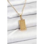 316L Çelik Zincir Gold Renk Külçe Altın Model Kadın Kolye - Lisinya - 001-Renkli
