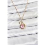 316L Çelik Zincir Gold Renk Pembe Kuğu Model Zirkon Taşlı Kadın Kolye TG27BKO10867