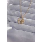 316L Çelik Zincir Gold Renk Zirkon Taşlı Yıldız Figürlü Oval Kolye - TJ-BKO9023