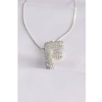 316L Çelik Zincirli Zirkon Taşlı F Harfli Silver Renk Bubble Kolye - TJ-BKO8581