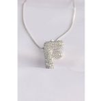316L Çelik Zincirli Zirkon Taşlı F Harfli Silver Renk Bubble Kolye