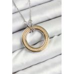 316L Çelik Zirkon Taşlı Dönen Daire Model Gold Ve Gümüş Renk Kadın Kolye - Tj-Bko10479