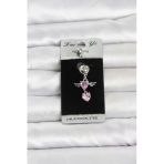 316L Cerrahi Çelik Pembe Zirkon Taşlı Kanat Model Göbek Piercing 5886