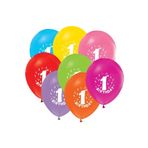 32 Adet Renkli 1 Yaş Baskılı Balon Rengarenk Doğum Günü Balonu