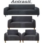 3+2+1+1 Bürümcük Eteksiz, Lastikli, Esnek, Yıkanabilir Koltuk, Kanepe, Çekyat Takımı Örtüsü/kılıfı - Antrasit - 180 x 230 cm